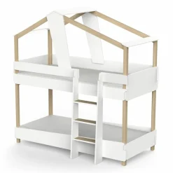 Stapelbed Timber 90x200 cm Mat Wit/Massief Den