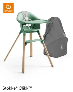 Stokke® Clikk™ Kinderstoel Clover Green + Reistas