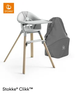 Stokke® Clikk™ Kinderstoel Cloud Grey + Reistas
