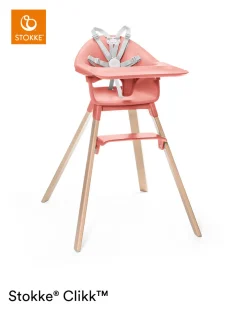 Stokke® Clikk™ Kinderstoel Sunny Coral + Reistas