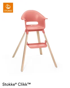 Stokke® Clikk™ Kinderstoel Sunny Coral + Reistas