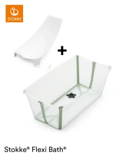 Stokke® Flexi Bath™ Transparent Green + Stokke® Flexi Bath® Newborn Support