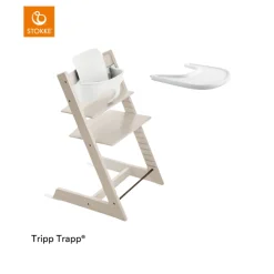 Stokke® Kinderstoel Tripp Trapp® Whitewash + Baby Set™ + Tray