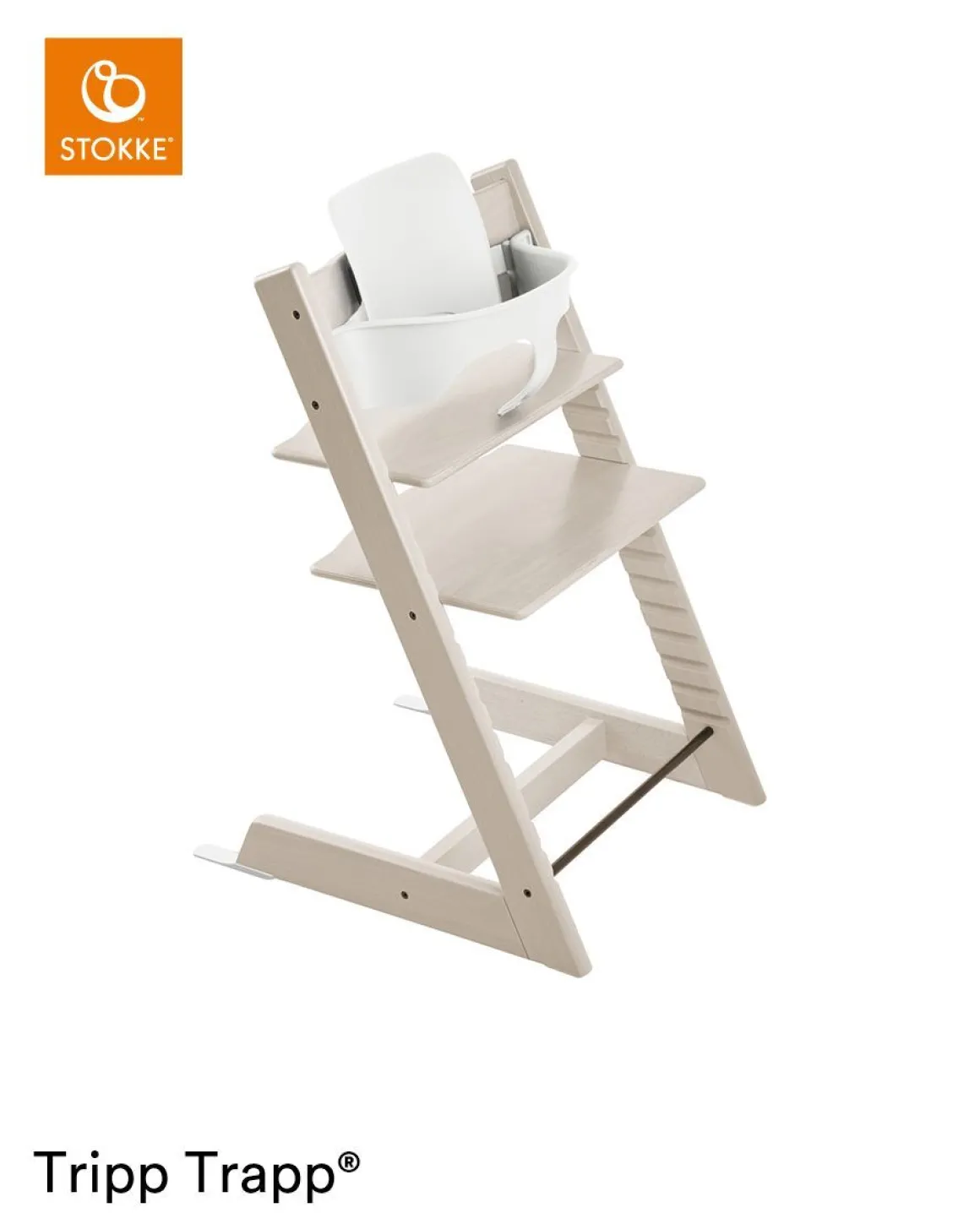 Stokke® Kinderstoel Tripp Trapp® White Wash + Stokke® Tripp Trapp® Baby Set² White