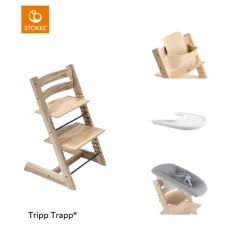 Stokke® Kinderstoel Tripp Trapp® Wild Wood + Newborn Set™ + Baby Set™ Natural + Tray™
