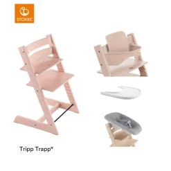 Stokke® Kinderstoel Tripp Trapp® Serene Pink + Newborn Set™ + Baby Set™ Serene Pink + Tray™