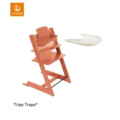 Stokke® Kinderstoel Tripp Trapp® Terracotta + Baby Set + Tray White