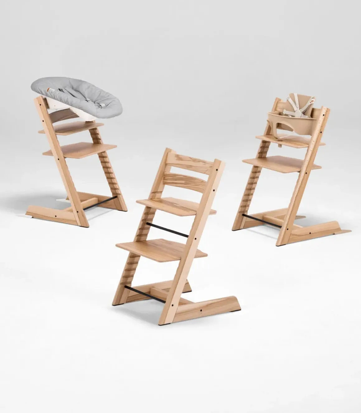 Stokke® Kinderstoel Tripp Trapp® Wild Wood + Newborn Set™ Anthracite + Baby Set™ Natural + Tray™
