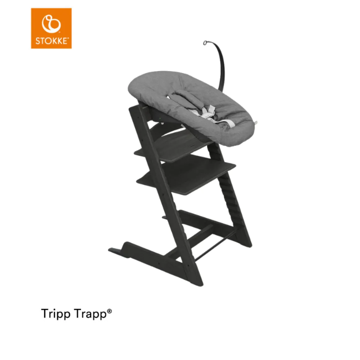 Stokke® Kinderstoel Tripp Trapp® Wild Wood + Newborn Set™ Anthracite + Baby Set™ Natural + Tray™