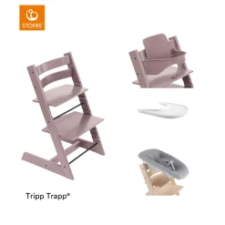 Stokke® Kinderstoel Tripp Trapp® Heather Mauve + Newborn Set™ + Baby Set Heather Mauve™ + Tray™