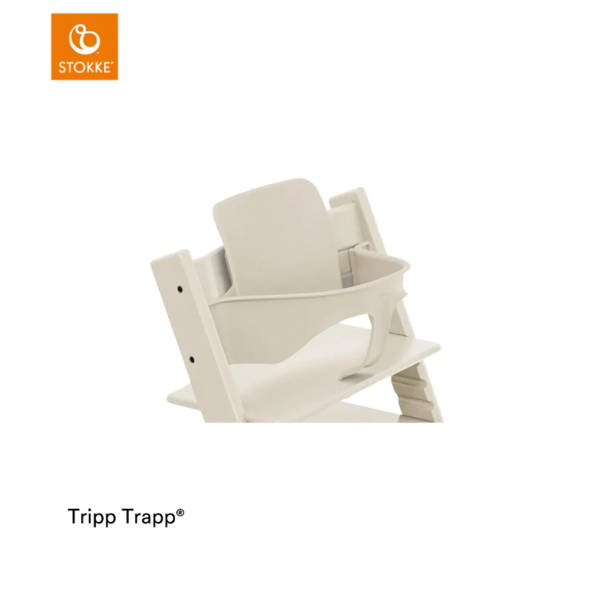 Stokke® Kinderstoel Tripp Trapp® Vanilla White + Newborn Set™ Anthracite + Baby Set™ Vanilla White + Tray™