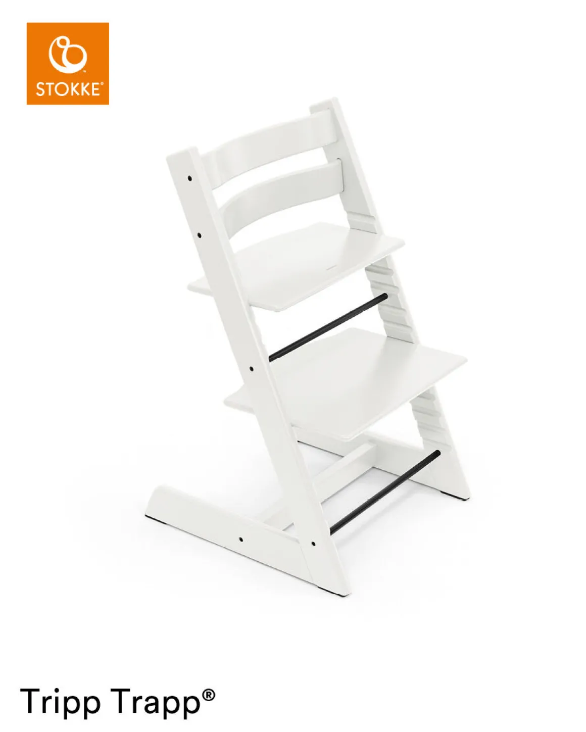 Stokke® Kinderstoel Tripp Trapp® White + Newborn Set™ Anthracite + Baby Set™ White + Tray™