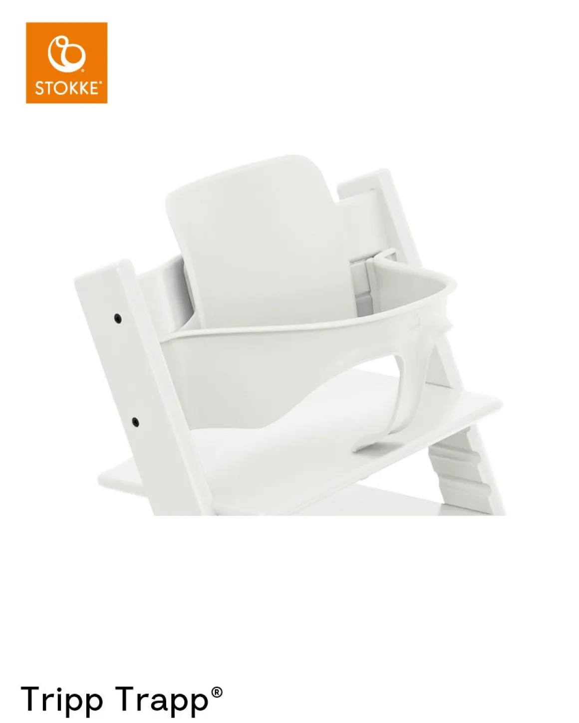 Stokke® Kinderstoel Tripp Trapp® White + Newborn Set™ Anthracite + Baby Set™ White + Tray™
