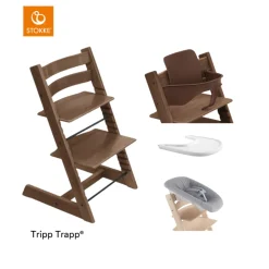 Stokke® Kinderstoel Tripp Trapp® Warm Brown + Newborn Set™ + Baby Set™ Warm Brown + Tray™