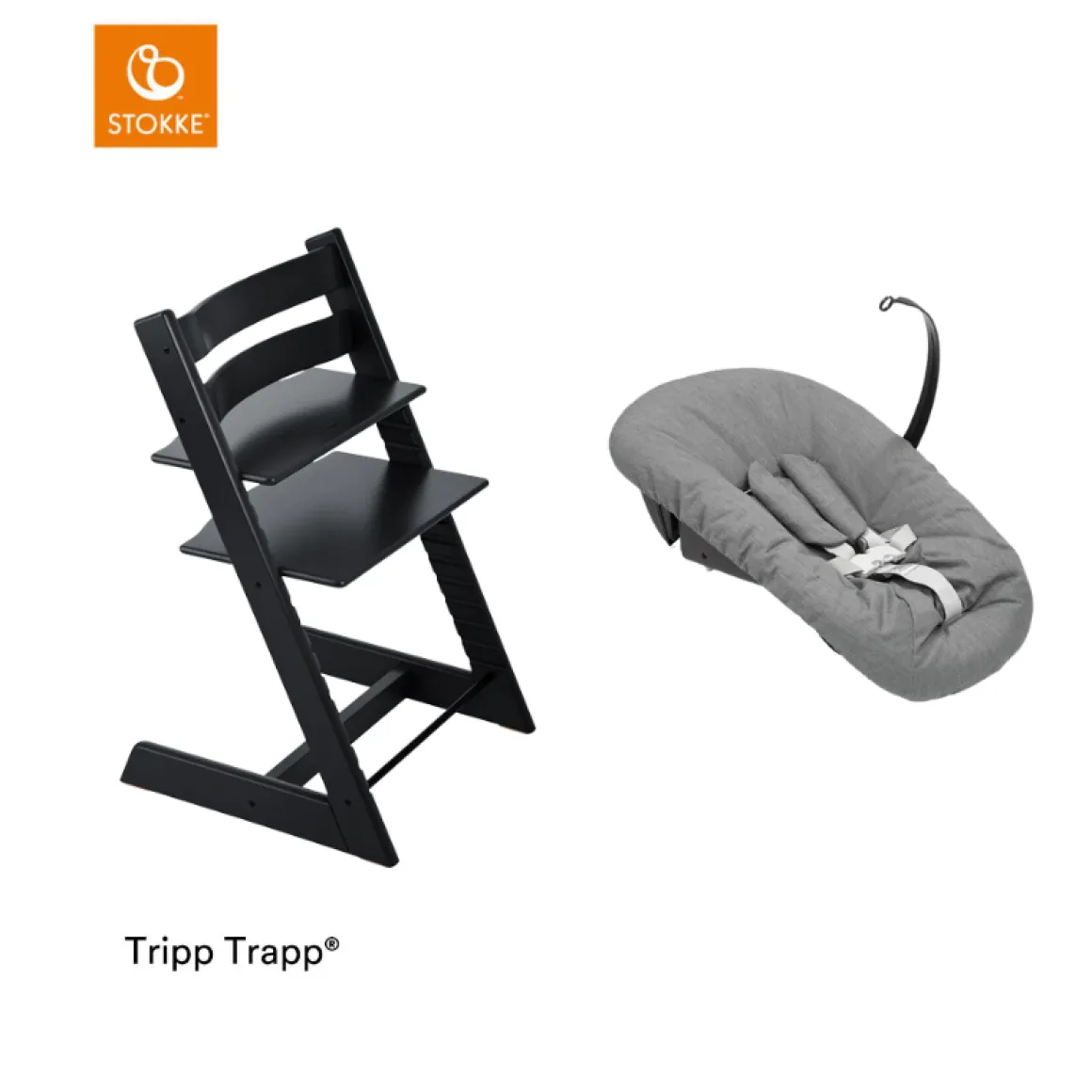 Stokke® Kinderstoel Tripp Trapp® Black + Anthracite Newborn Set
