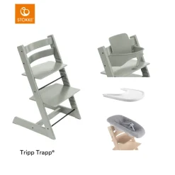 Stokke® Kinderstoel Tripp Trapp® Glacier Green + Newborn Set™ + Baby Set™ Glacier Green + Tray™