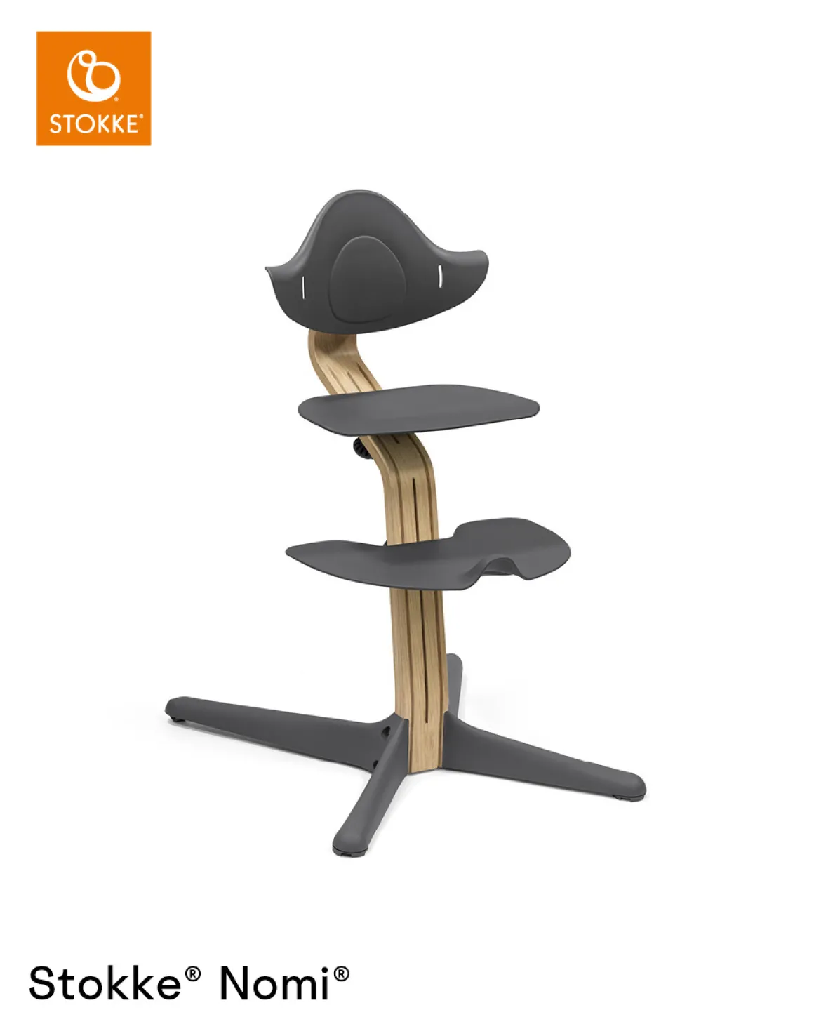 Stokke® Nomi® Chair Oak Anthracite + Stokke® Nomi® Baby Set Grey