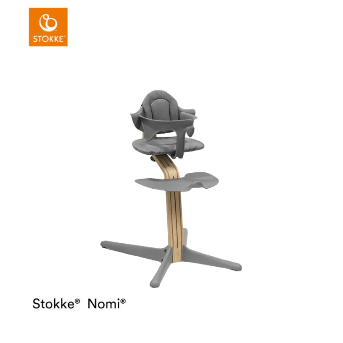 Stokke® Nomi® Chair Oak Grey + Stokke® Nomi® Baby Set Grey