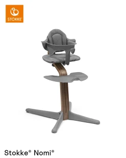 Stokke® Nomi® Chair Walnut Grey + Stokke® Nomi® Baby Set Grey