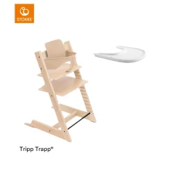 Stokke® Tripp Trapp® Kinderstoel Natural + Baby Set™ + Stokke® Tray White