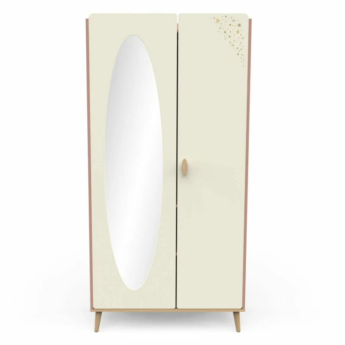 Suzie Kast 2 Deuren + Spiegel Eik/Abricot/Beige