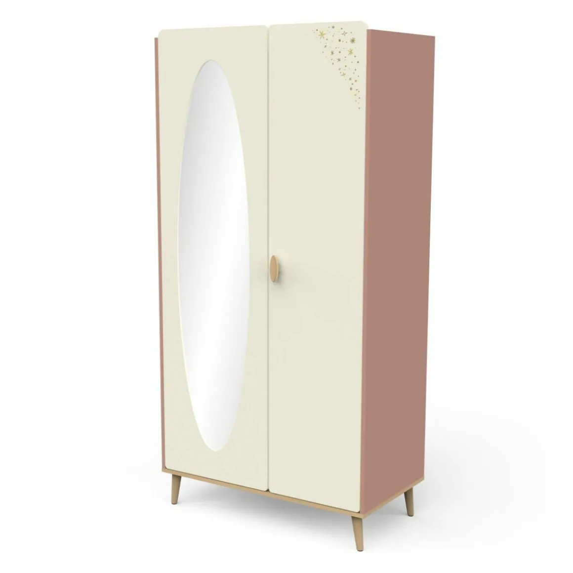 Suzie Kast 2 Deuren + Spiegel Eik/Abricot/Beige