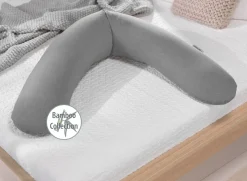 Theraline Voedingskussen Met Bamboe Hoes Melange Mid Grey 190 cm