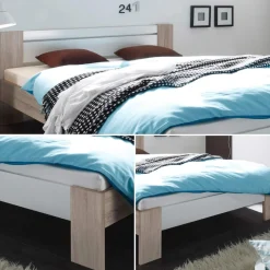 Tienerbed Lega 140x200cm Eiken / Wit Set (incl. rolbodem en matras)