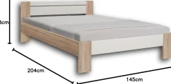 Tienerbed Lega 140x200cm Eiken / Wit Set (incl. rolbodem en matras)