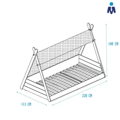 Totem Bed 90x200 Mat Wit/Beige