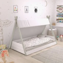 Totem Bed 90x200 Mat Wit/Beige