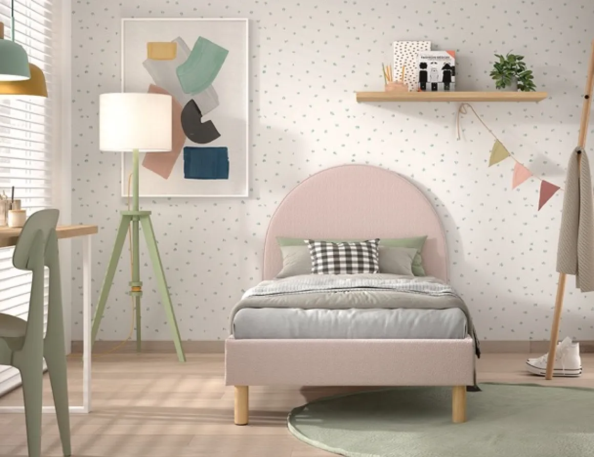 VIPACK Moon Bed 90x200 Cm Roze Bouclé Teddy